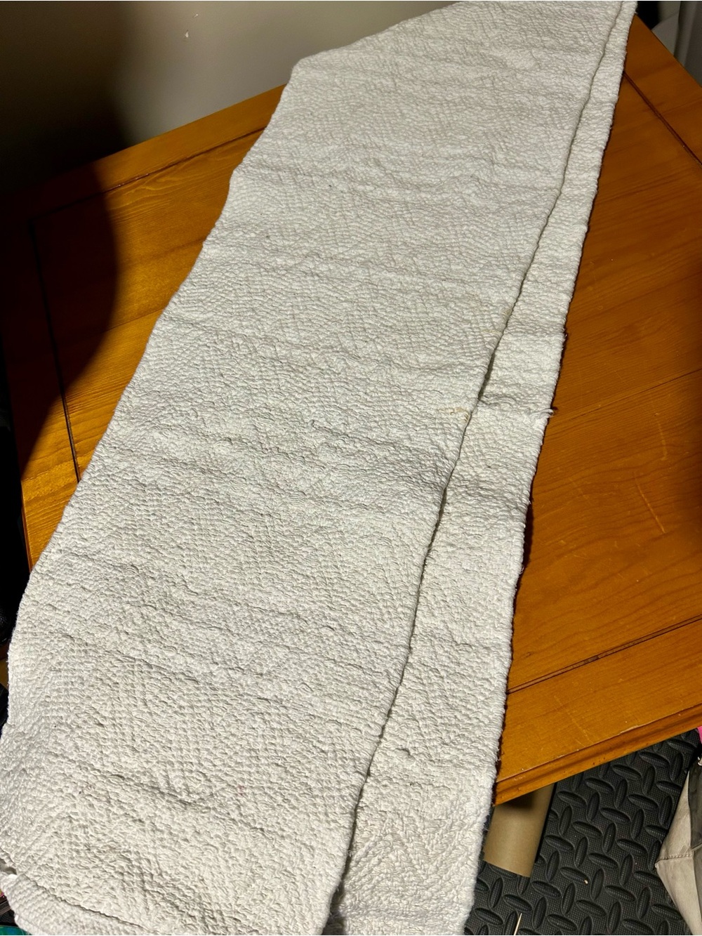 Soft White Quilted Table Runner - Home Dining